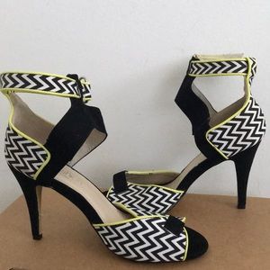Black & White ankle strap heels